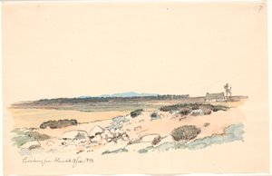 Paysage de Hornbæk avec la plantation et Kullen en arrière-plan - Johan Thomas Lundbye