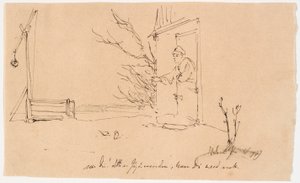 Homme nourrissant deux oiseaux - Johan Thomas Lundbye