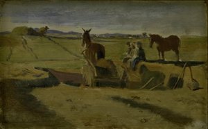 Mergling de la ferme pastorale de Vallekilde, en arrière-plan Hankehøj - Johan Thomas Lundbye