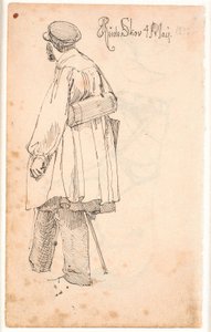 P.C. Skovgaard avec une boîte de botaniste, debout et vu de dos - Johan Thomas Lundbye