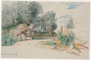Mur de pierre avec une porte ouverte - Johan Thomas Lundbye