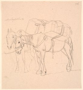 Deux chevaux avec des bagages - Johan Thomas Lundbye