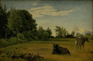 Deux vaches dans un champ près du manoir de Vognserup, Zélande