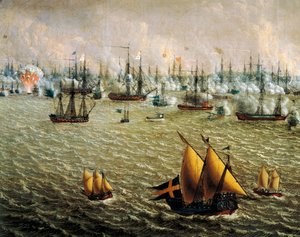 Bataille de Skargard entre les flottes suédoise et russe pour la domination de la Suède sur la Finlande, 10 juillet 1790 - Johan Tietrich Schoultz