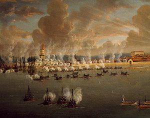 La flotte suédoise de Gustav III assiégeant Frederikshavn, 20 mai 1790 - Johan Tietrich Schoultz