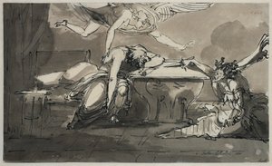 Tombe dans le désespoir. Planche 6 de la suite de la mélancolie - Johan Tobias Sergel