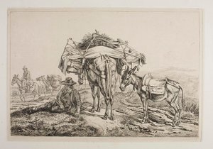 Mulet chargé dans la campagne romaine - Johann Adam Klein