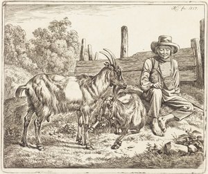 Jeune berger avec deux chèvres - Johann Adam Klein