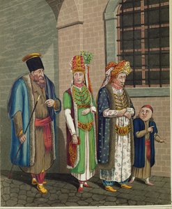 Une famille de juifs turcs, portant leurs costumes typiques ...