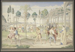 Inspiré de la parabole des ouvriers de la vigne, du « Jardin de Vertumne » de Primaticcio et du « Royaume de Flore » de Poussin - Johann Anton Ramboux