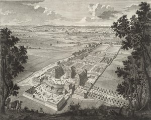 Vue en perspective de la ménagerie du château de Weißenstein à Pommersfelden - Johann August Corvinus