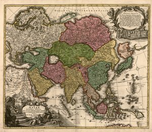 Asiae recentissima delineatio, qua status et imperia totius orientis unacum orientalibus indiis exhibentur LOC 2007627524 - Johann Baptist Homann