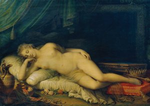 Vénus, dormant sur un lit de repos