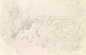 Peintre surprenant quatre baigneuses (recto)
