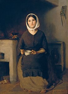 Femme assise dans une cuisine paysanne - Johann Baptist Reiter
