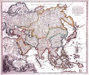 Asie Mineure, Arabie et Japon, c.1725 (gravure en couleur)