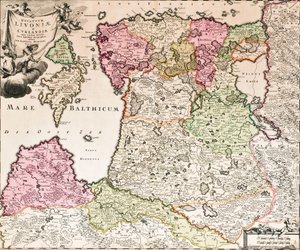 La mer Baltique de : Baltikum Ducatuum Livoniae et Curlandiae cum vicinis Insulis Nova Exhibitio Geographica, vers 1720