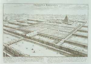 Vue panoramique du palais royal et des jardins suspendus de Babylone, de 