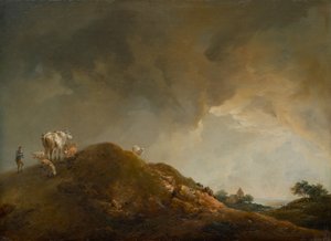 Paysage vallonné avec vaches et moutons
