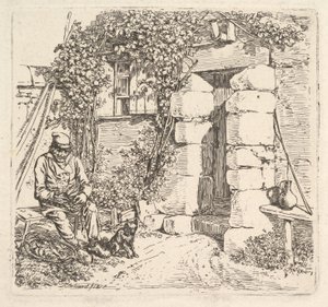 Le vieil homme et son chien poméranien, 1817 - Johann Christian Erhard
