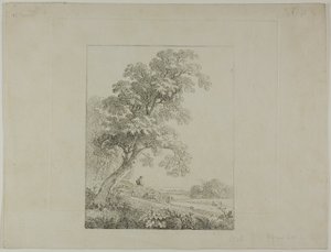Paysage avec un grand arbre