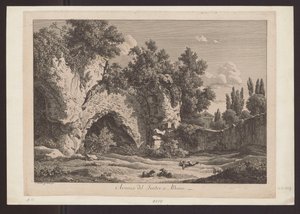 Vue du théâtre à Albano (Berger avec des moutons parmi les ruines) - Johann Christian Reinhart