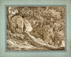 Paysage rocheux avec Pan jouant de la flûte - Johann Christian Reinhart