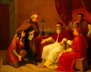 Bramante présente Raphaël au Pape Jules II, vers 1836 - Johann Christian Riepenhausen