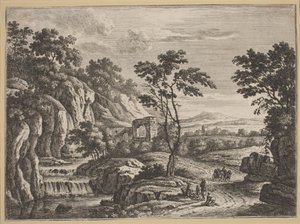 Paysage avec ruines et cascade - Johann Christoph Dietzsch