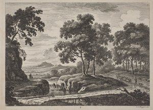 Paysages fluviaux panoramiques avec voyageurs - Johann Christoph Dietzsch