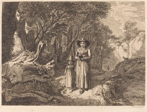 Femme et enfant marchant vers l