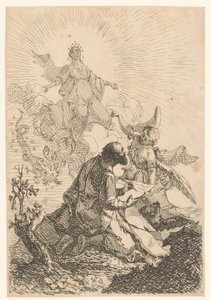 Jean a une vision à Patmos où la Sainte Vierge vainc le dragon à sept têtes - Johann Cimbal