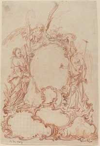 Cartouche rococo avec figures allégoriques - Johann Daniel Herz the Elder