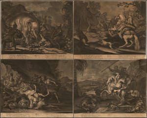 Ca. 1770 mezzotintes allégoriques de l