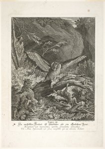 Fable III, planche trois de Lehrreiche Fabeln aus dem Reiche der Theire - Johann Elias Ridinger
