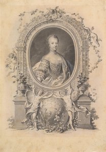 Portrait de la reine Marie-Antoinette dans un cadre ornemental, fin du XVIIIe siècle - Johann Esaias Nilson