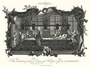 Le jeu de billard (gravure) - Johann Esaias Nilson