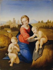 Madone avec enfant et Jean-Baptiste enfant - Johann Evangelist Scheffer von Leonhardshoff