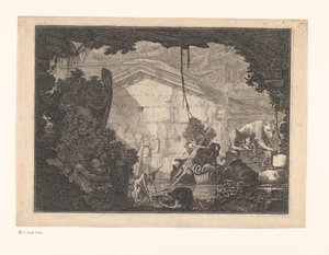 Caprice architectural avec figures - Johann Ferdinand Hetzendorff von Hohenberg