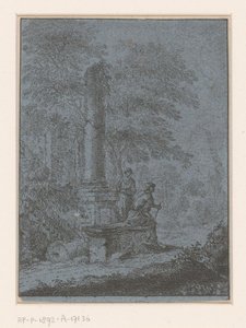 Paysage avec ruines et deux figures