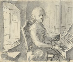 Un pianiste assis au clavier - Johann Friedrich August Tischbein