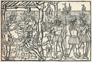 La première représentation du peuple du Nouveau Monde, 1505, 1912 - Johann Froschauer