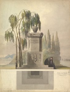 Design pour une tombe, Rothgeisser à Nuremberg Élévation et plan au sol - Johann Georg Dürschner
