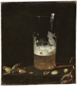 Nature morte avec verre de bière et noix - Johann Georg Hainz