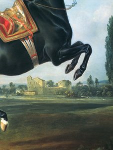 Un cheval noir exécutant la Courbette (détail)
