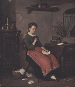 Jeune fille écrivant une lettre d