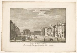 Vue de la Bebelplatz à Berlin avec la Alte Bibliothek et le Altes Palais et la cathédrale Sainte-Hedwige - Johann Georg Rosenberg