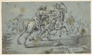 Scène de bataille de cavaliers avec des Turcs? - Johann Georg von Bemmel