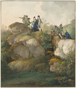 Une fête royale admirant le coucher de soleil au sommet de la montagne Hesselberg, 1801