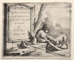 Page de titre : Berger caressant son chien